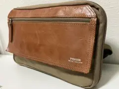 レア！PORTER 吉田カバンFIELDウエストポーチ レザー　キャンバス