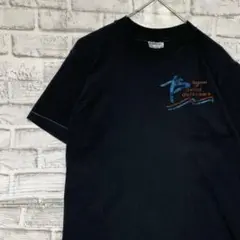 USA製90sヴィンテージTシャツ！シングルステッチ　ブラック半袖古着M725