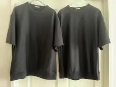 GUブラック クルーネック Tシャツ 2枚セット　黒黒