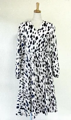 ZHDH★SHEIN レオパード柄ラップカシュクールワンピース シーイン