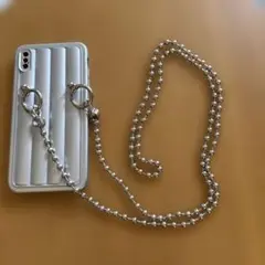 スマホショルダー iPhoneケース付 3メタルボールチェーンストラップ