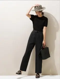 PLSTプラステ リヨセルコットンイージーパンツ　XXS ブラック