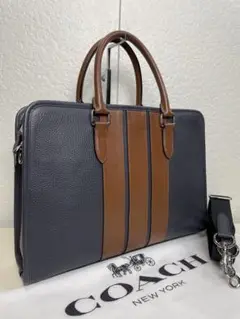 【良品】定価9.6万 コーチ ビジネス 2way レザー バッグ メンテ済み