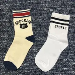 キッズ靴下 クリーム色と白 Mサイズ