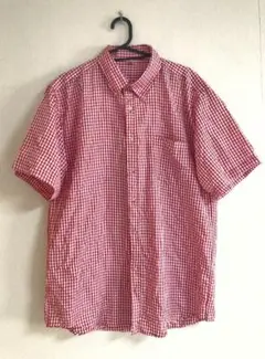 80年代 古着 DRYCOOL 半袖 ギンガムチェック シャツ 赤/白 M