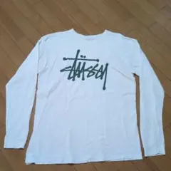 Stussy 定番ロゴ長袖カットソー Lサイズ ホワイト ロンT