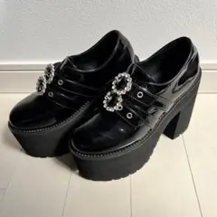 BUBBLES パール装飾 厚底靴 ブラック