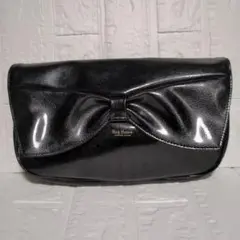 Bag House リボン付きブラックポーチ
