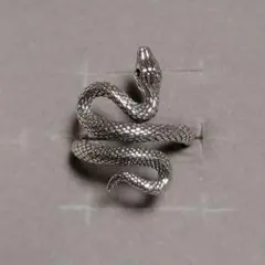 シルバー925czエメラルドSilver緑蛇デザインリング　約14号　　さ