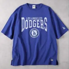 LAドジャース　カスレ加工プリント半袖Tシャツ