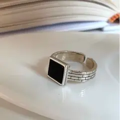 フリーサイズ ブラック メンズ オニキス シルバー リング