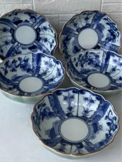 伊万里 向日葵紋膾皿五客