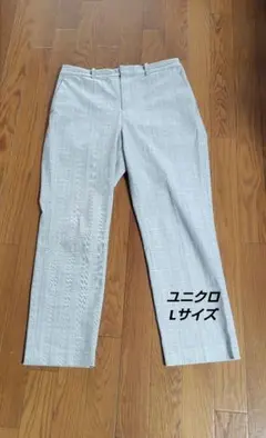 ユニクロ グレー チェック パンツ L 69-75 両サイドポケット付き