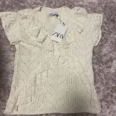 ZARA アイボリー フリル付きニット S