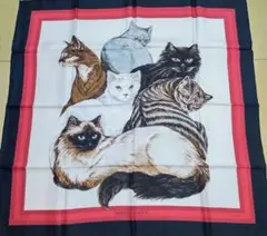 エルメス カレ90 レ・シャ 猫達 ねこ スカーフ HERMES 超希少