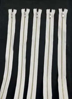 ホワイト ファスナー 60cm 5本組