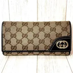 GUCCI グッチ 財布 キャンバス インターロッキングG ダークブラウン