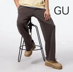 GU ウォッシュドスウェットワイドパンツ ダークブラウン ユニセックスL