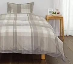 ZARA HOME グレー系チェック柄シングル掛け布団カバー&ピローケース
