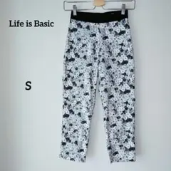 ライフイズベーシック 花柄 7分丈 レギンスパンツ スパッツ グレー 総ゴム S