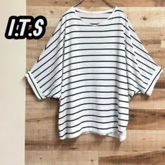 【I.T.S.International】 ドルマンカットソー Tシャツ 白黒F
