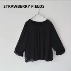 ストロベリーフィールズ STRAWBERRYFIELDS 黒 ブラウス 七分袖