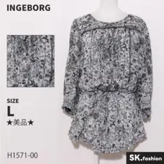 ★美品★ INGEBORG トップス　チュニック　長袖　花柄　ウエスト調節可能