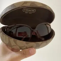 Coach ピンク系ブラウン サングラス ケース付き