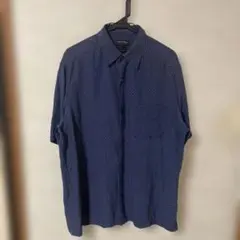 axcess/men ネイビー 半袖シャツ 柄シャツ