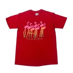 Hanes フラミンゴプリント Tシャツ 赤
