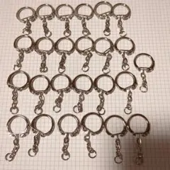 金属製フック付きキーホルダーリング 25個セット