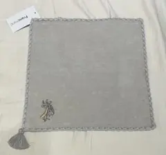 Francfrancグレー 刺繍 ハンカチ タッセル付き タグ付き