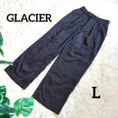 グラシア ワイドパンツ スラックス オフィス 通勤 レディース ダークグレー L