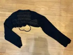 ブラック　透かし編みカーディガン