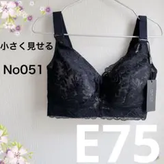 051E75ブラック 小さく見せるブラ フルカップブラジャー