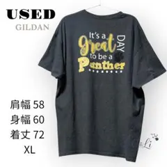 USED GILDAN グレーバックプリントTシャツ XL
