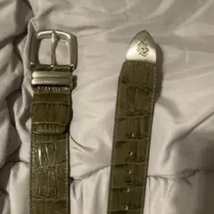 クロコダイルレザー ベルト オリーブグリーン