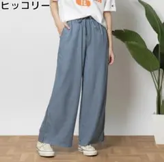 BACK NUMBER 接触冷感ヒッコリーワイドパンツ　L