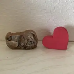 dog 茶色の犬 ハート 飾り トールペイント