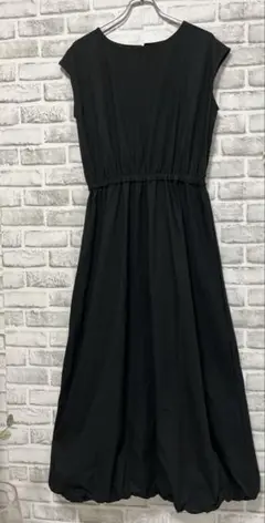【新品】ロング バルーン ワンピース キレイめ 涼しい フレンチ袖 清涼