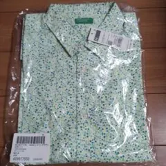 【新品未使用】ベネトン メンズ 花柄 グリーン系 シャツ 長袖 Mサイズ