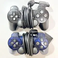 PS2 有線コントローラー 2個セット 黒と青