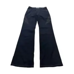 y2kブラックフレアパンツ　白ステッチarchive平成グランジ古着00s