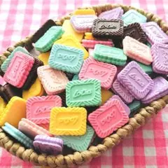 【140.パープルなし】103個 デコパーツ ミニチュア クッキー まとめ売り