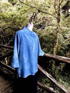 藍染　絹　趣きのあるブラウス