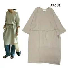 argue アギュー リネンカフタンドレス argue カフタンドレス リネン ワンピース ロングワンピース 麻