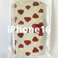 iPhone16 ケース✳︎手帳型きのこ♡北欧柄
