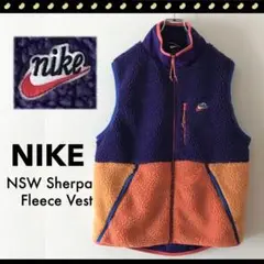 NIKE★NSW シェルパ フリースベスト★ネイビーxオレンジ