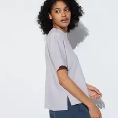 【UNIQLO】エアリズムコットンT ライトグレー サイズM 半袖