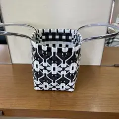ピーピーバンド チェック柄プラスチックかごバッグ